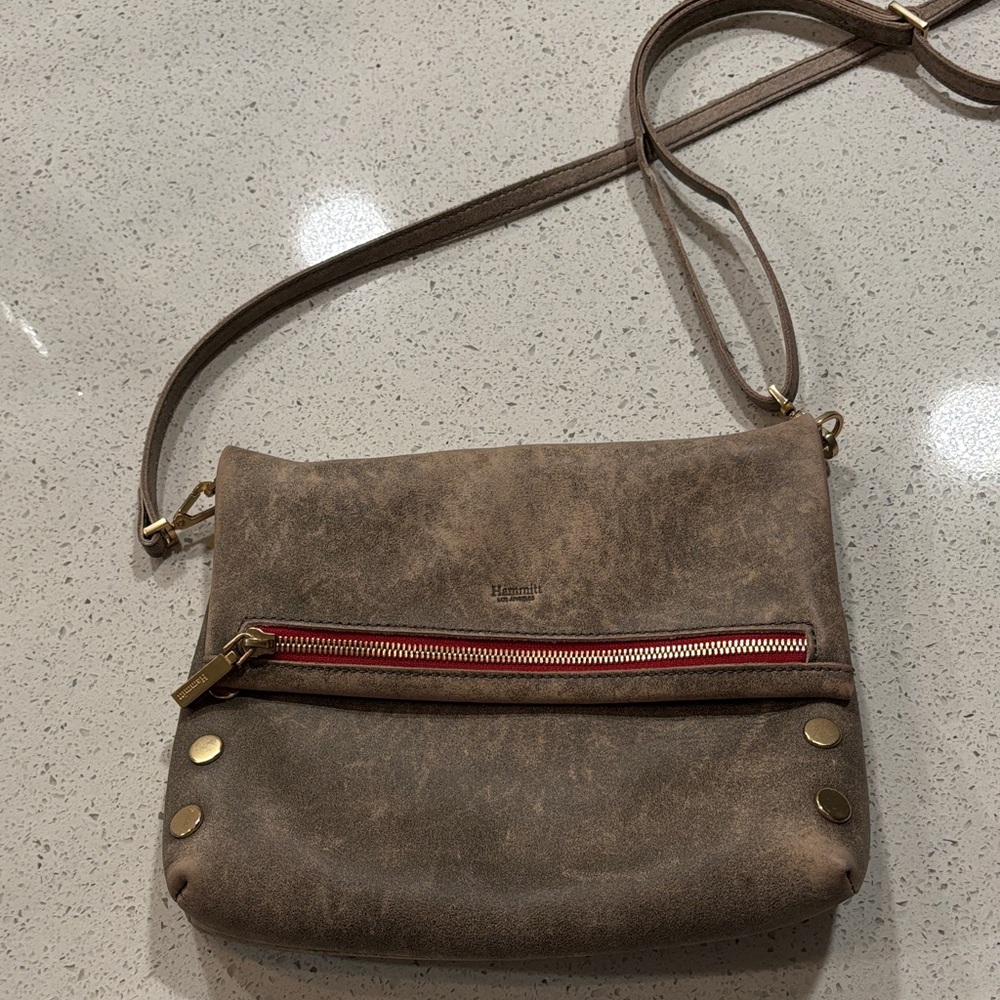 Hammitt Tan Crossbody Bag with Gold Accents